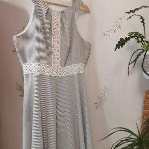 Striped dress with lace detail